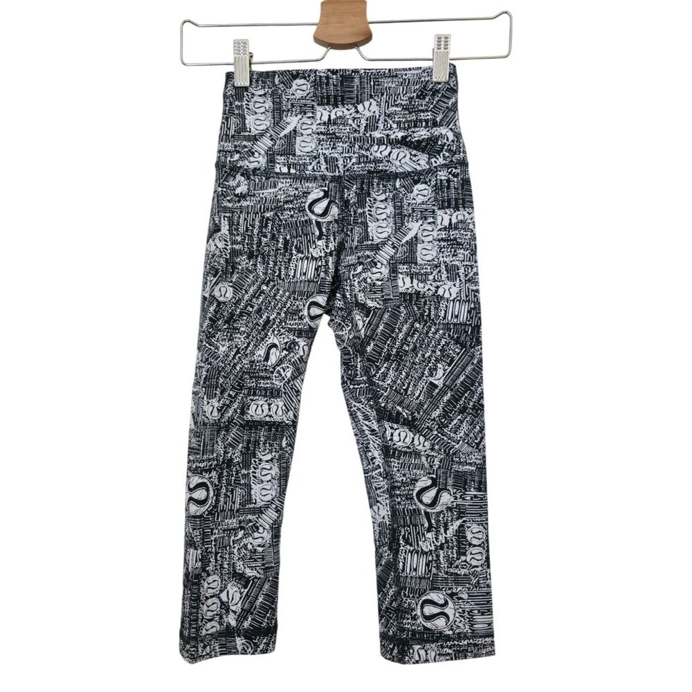 Lululemon Wunder Train High-Rise Tear It Up Alpine White Black Logo Tight Sz 2 - Picture 1 of 9